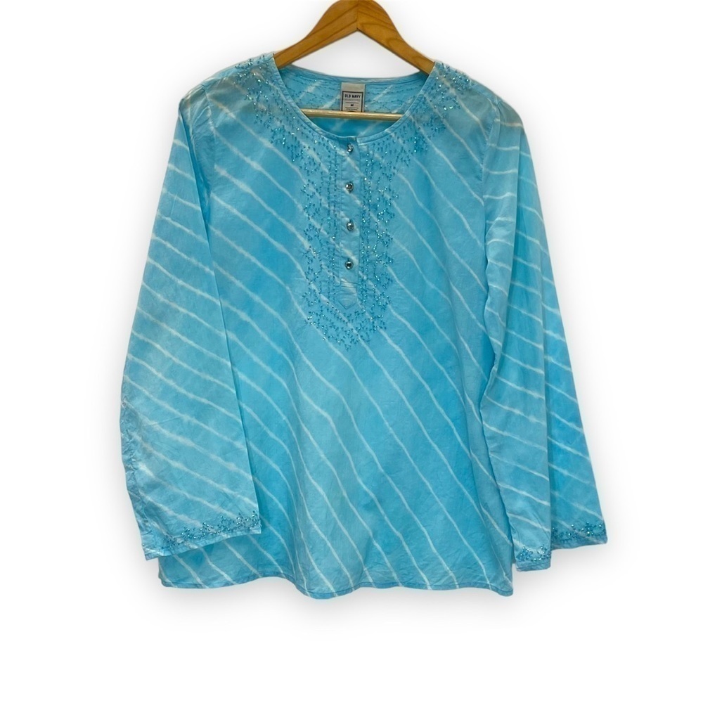 OLD Navy‎ Maternity Vintage Beaded Tie Dye Top Blouse Medium M